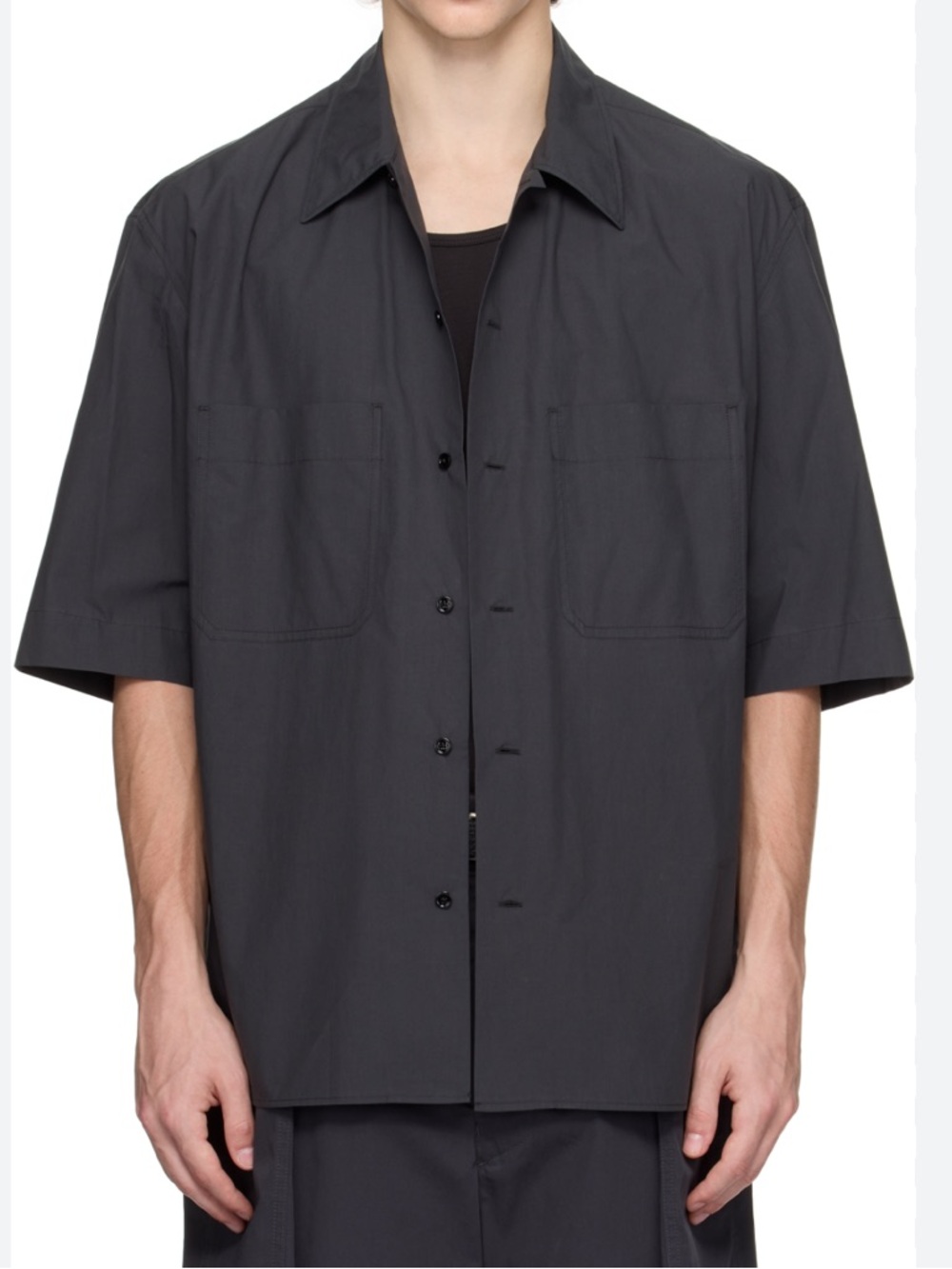 Lemaire Charcoal Gray Short-Sleeve Button Shirt